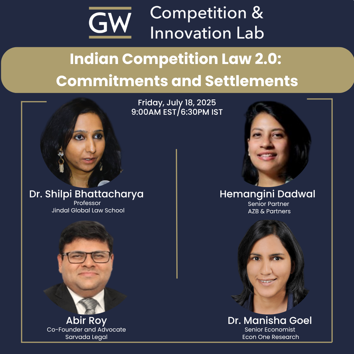 India Competition Law Webinar Flyer w/ Speakers
