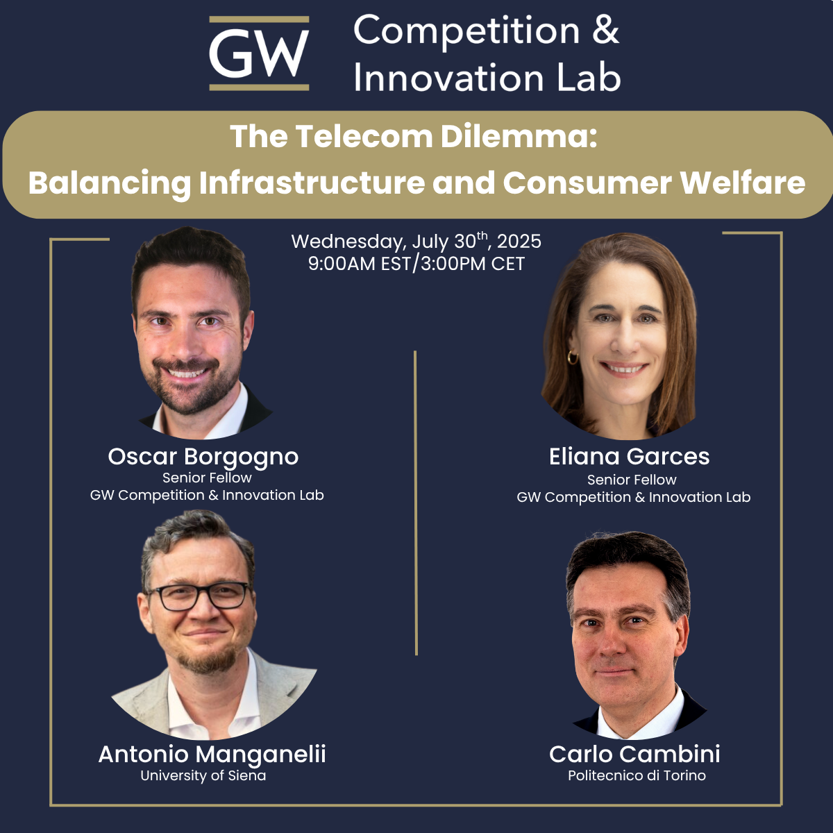 Flyer for Telecom Dilemma Webinar displaying speakers
