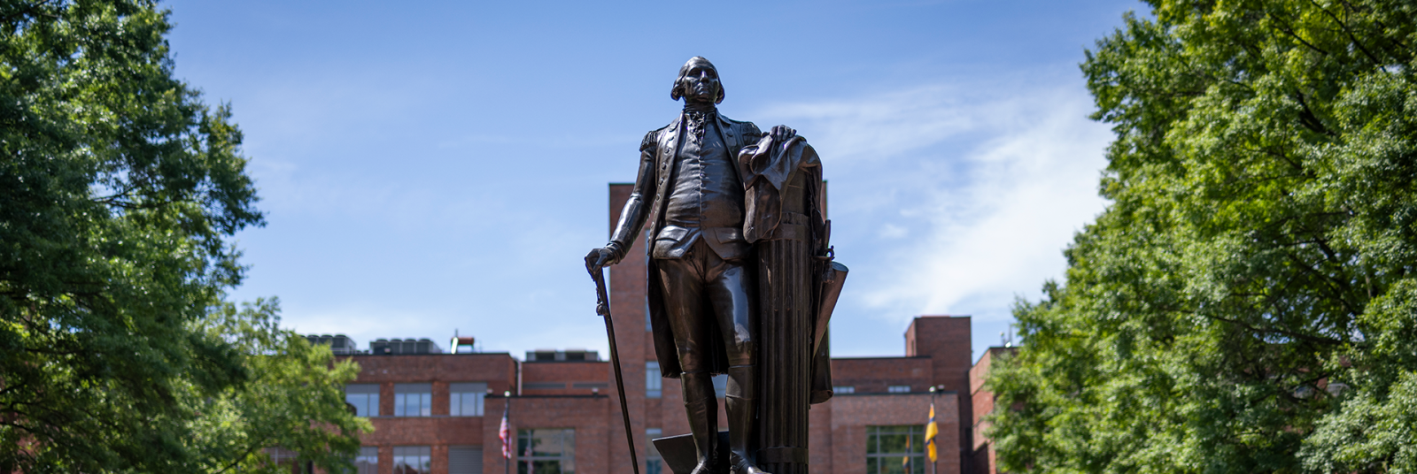 statue of George in University yard