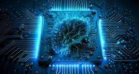 digital image of a brain on a computer chip